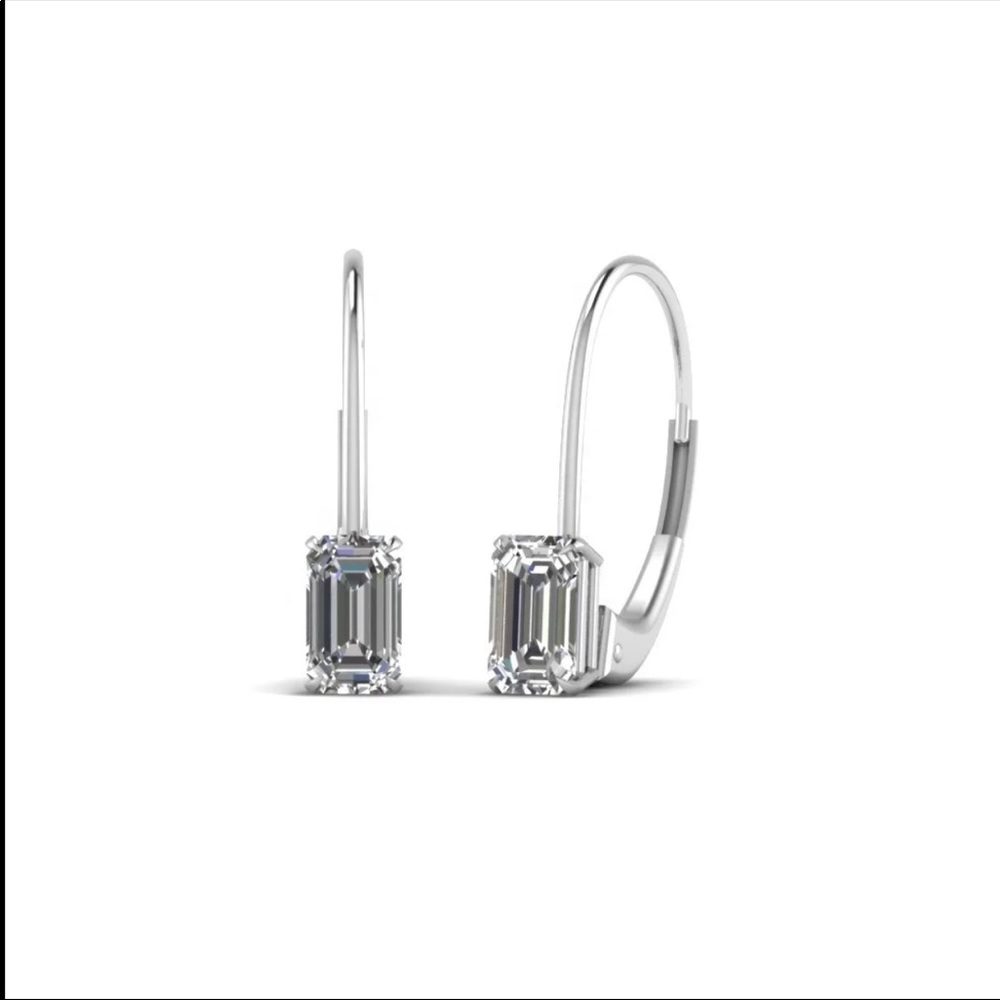 New Women’s Emerald Cut Girls Ladies Earrings - Picture 3 of 4